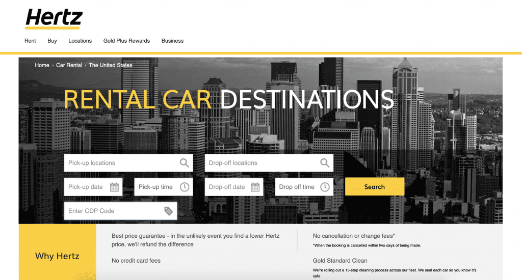 Hertz Rental Car Search