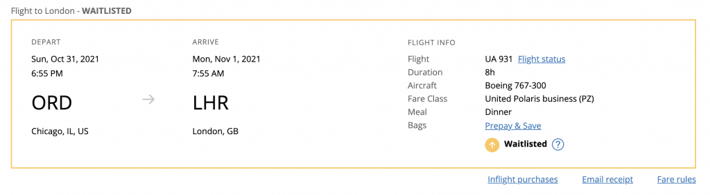 United Ohare London Upgrade List